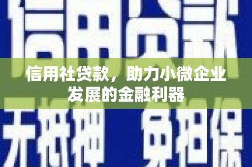 湖南信用社贷款，助力小微企业发展的金融利器